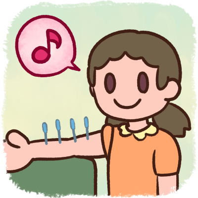 小学生も鍼治療を受けています。